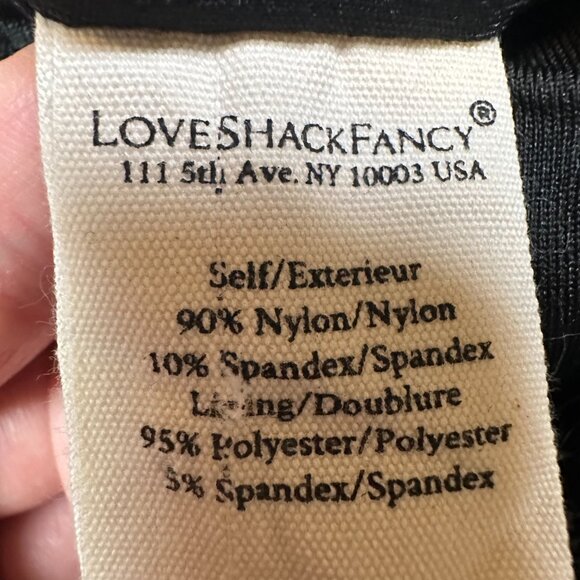 LoveShackFancy Evangelina Dress Ruched Stretchy Black White Lace Women's Small - Picture 8 of 8